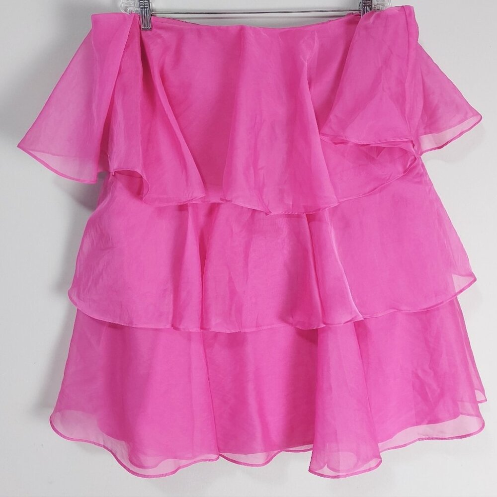 Abercrombie & Fitch Organza Tiered Mini Dress XXL Pink Valentine Date Party Wear - Picture 5 of 10